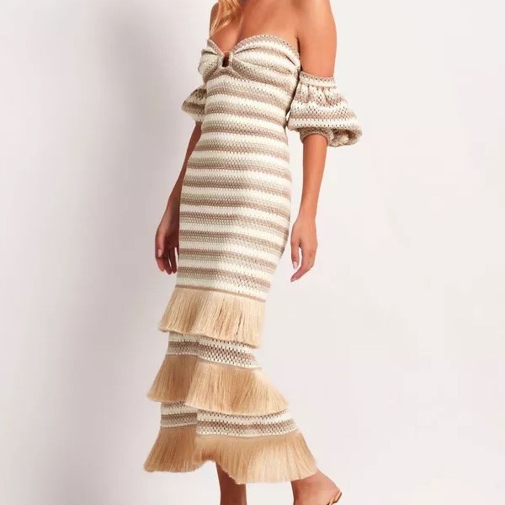 PatBO Crochet Striped Midi Dress - Picture 4 of 5